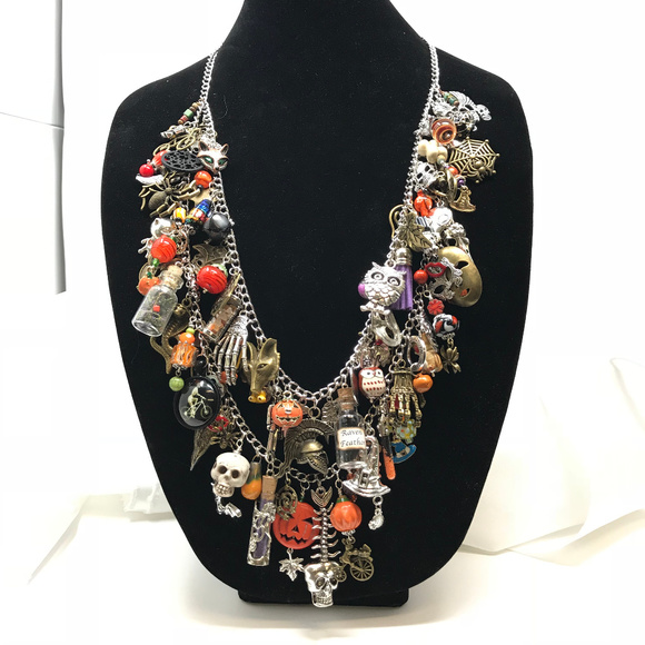 Handmade Jewelry - Halloween 95 Charms BoHo Chic Statement Necklace